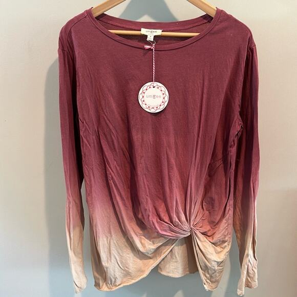 Umgee Medium Ombre Twist Front Long Sleeve Top - Picture 3 of 11